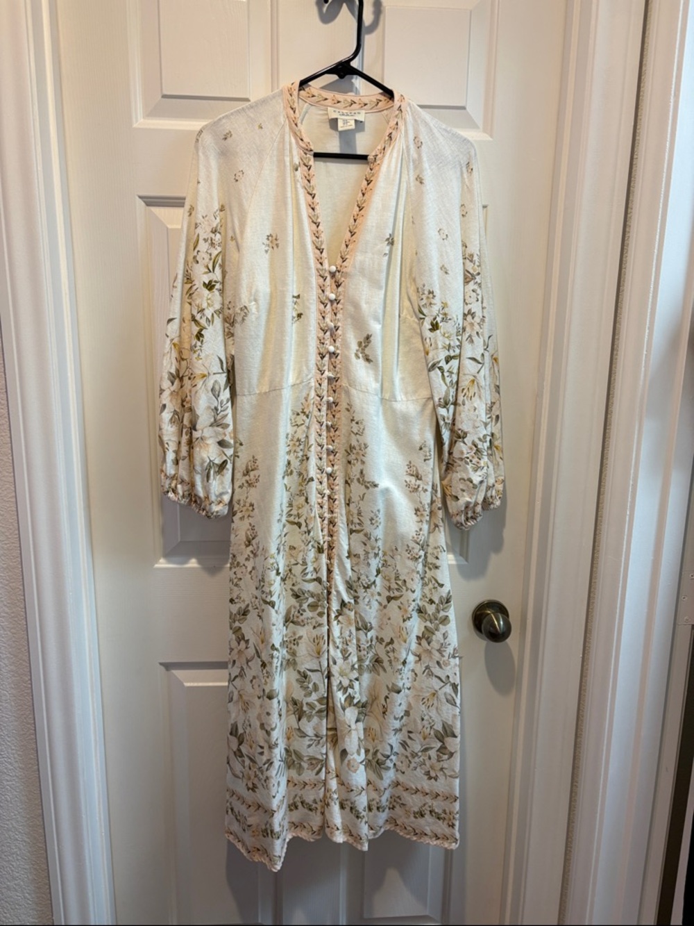 Calypso St. Barth Ivory Floral Long Sleeve Maxi Dress